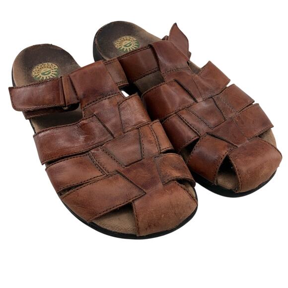 Earth Spirit Gelron 2000 Brown Leather Colorado 2 Adjustable Mule Slip On Shoes - Picture 1 of 10